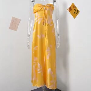 Yellow Satin Long Dress